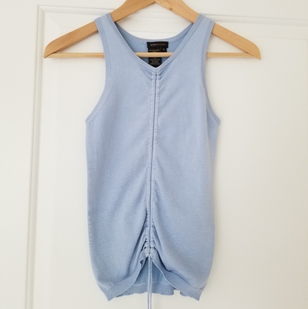 BCBGMAXAZRIA Baby Blue Tank with Cinched Accent